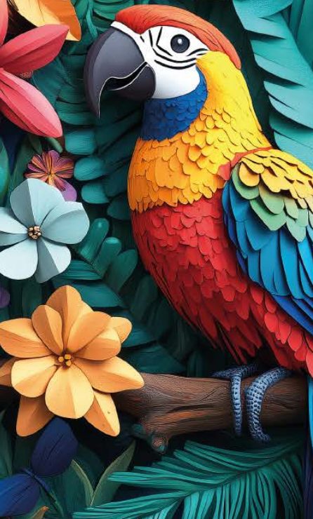Guacamaya entre flores, primera imagen