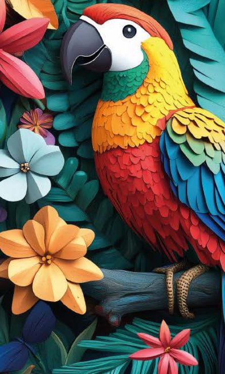 Guacamaya entre flores, segunda imagen